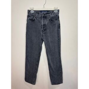 Veronica Beard Daniela Straight Leg Jeans Button Fly Stone Washed Onyx sz 26